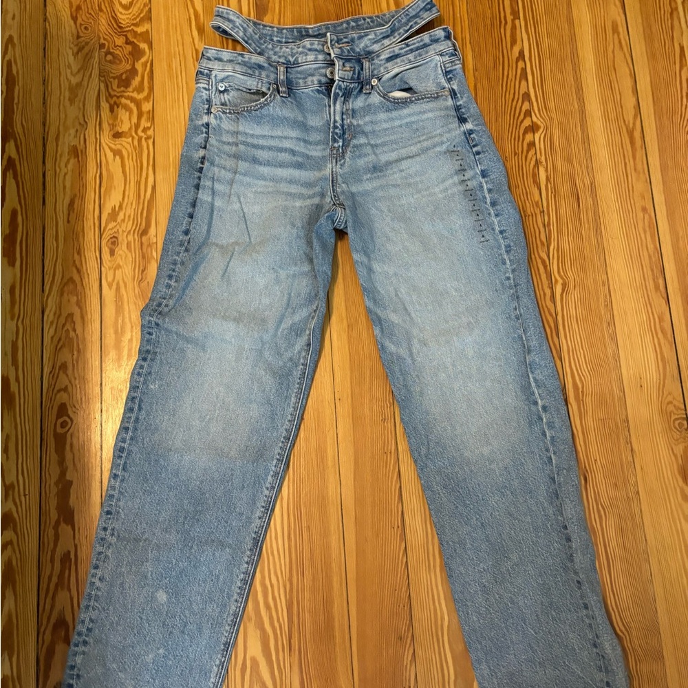 AE wide leg jeans with waist cutout